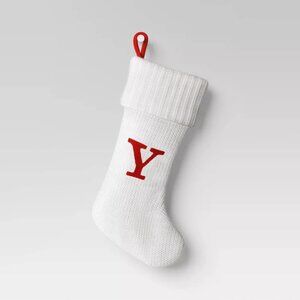 Target Stocking Wondershop Letter "Y” Monogram 20 inch White Cream Knit New